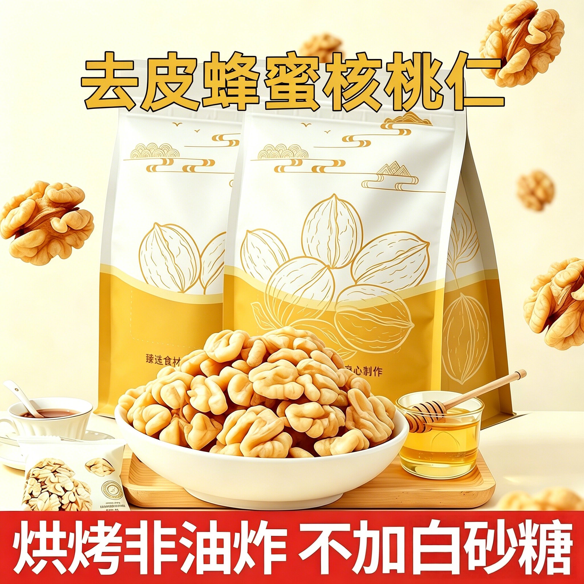 去皮蜂蜜核桃仁熟肉新货独立小包装无琥珀添加新疆酥脆休闲零食