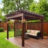 户外廊架防腐木葡萄架庭院亭子长廊花架景观工程凉亭防腐木凉亭