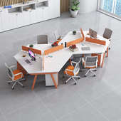 创意职员六人办公桌椅组合3 6人员工桌办公室现代异形电脑工位桌