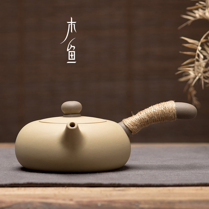 日式紫砂侧把壶煮茶壶陶瓷烧水壶煮茶器陶壶电陶炉炭炉平底家用