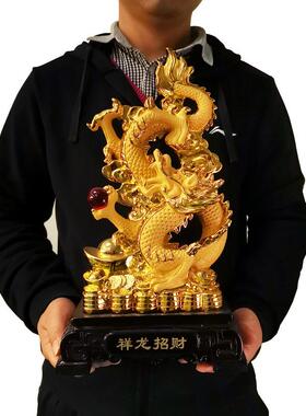 树脂沙金生肖龙风水龙摆件金龙工艺品招财开业礼品办公室桌面摆设