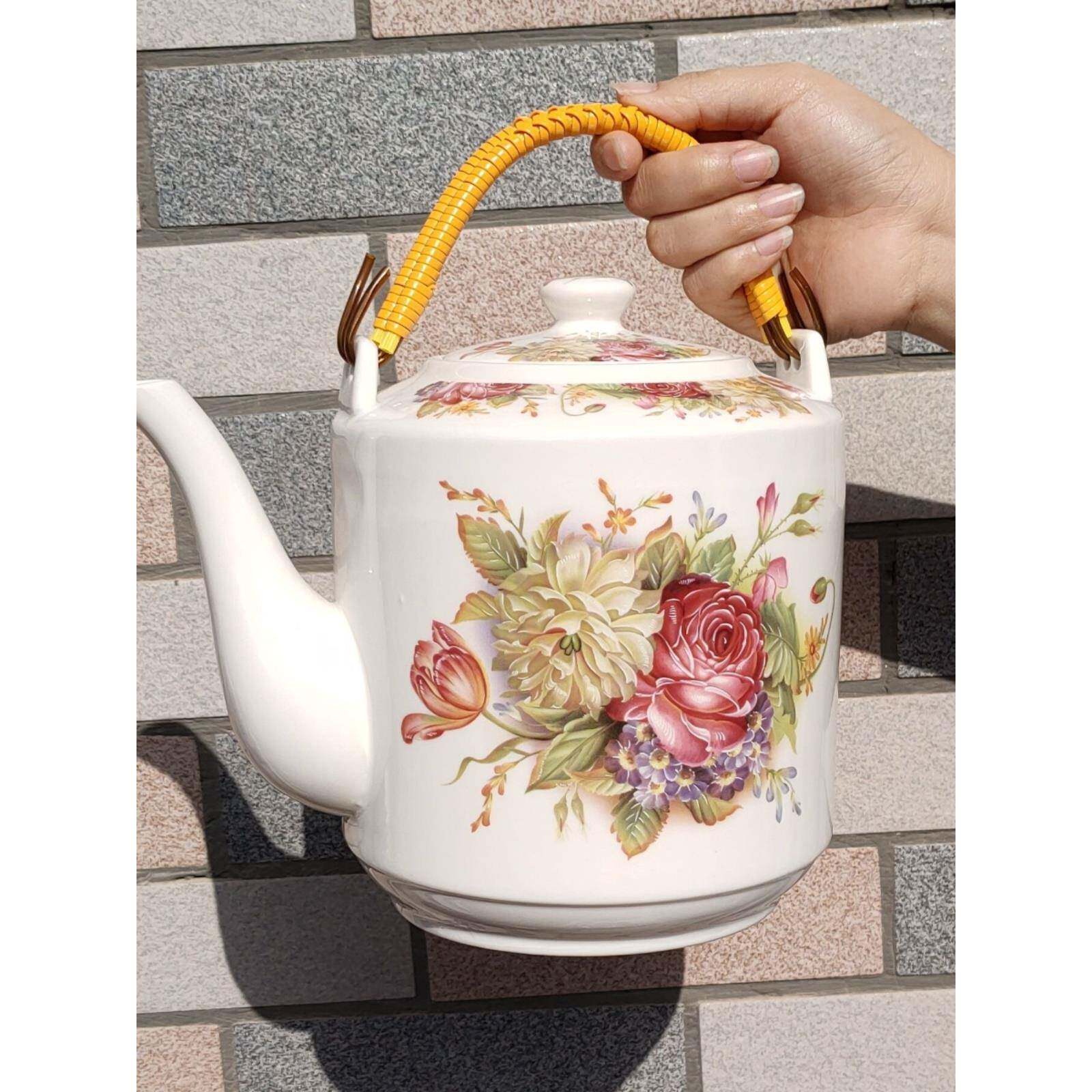 家用陶瓷茶壶养身壶青花复古壶大容量耐高温凉水壶水杯景德镇玻璃