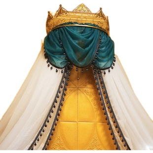 床幔床头帘宫廷法式欧式蓝白轻奢半圆帘头装饰公主复古通用家用帘