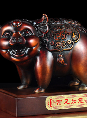 纯铜猪摆件招财创意可爱卧室家居客厅玄关酒柜装饰品办公室工艺品
