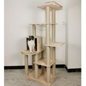 伊萌猫树猫窝一体大型猫玩具四季 通用多功能太空舱吊床实木猫爬架