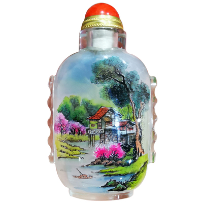 鼻烟壶纯手工内画烟壶鼻烟粉可以写名字套装赠送布袋漏斗