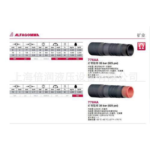 应国样产阿法格玛ALFAGOMMA工业管矿物取管物料输送供77A6A 776HA