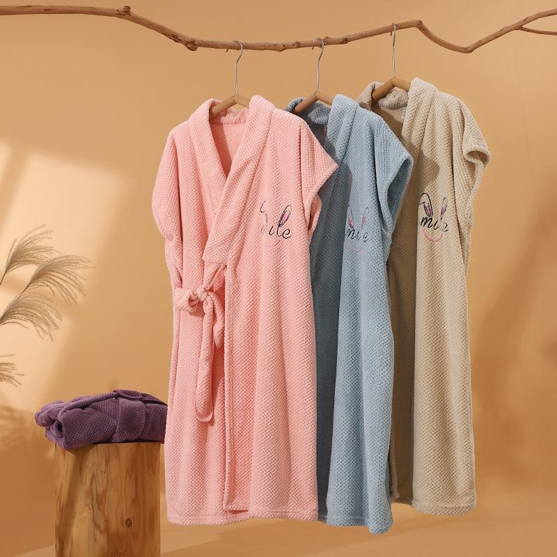 珊瑚绒浴袍女速干吸水四季通用酒店成人a类浴衣浴裙美容院客袍