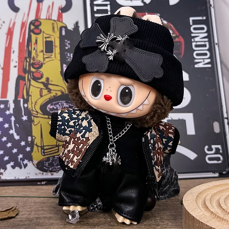 爆款仅衣服适用一二三代拉布布Labubu17厘米15cm娃衣林俊杰同款皮