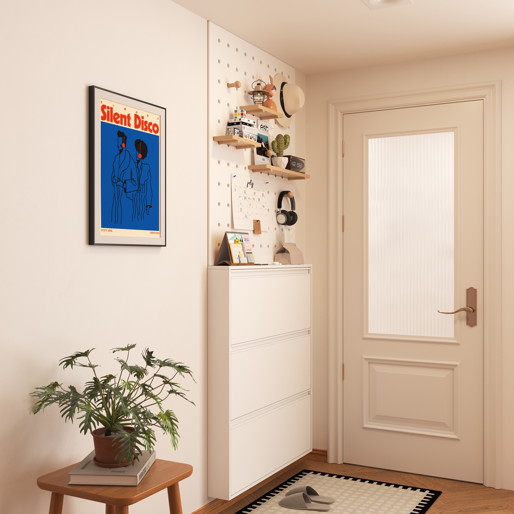 门后洞洞板鞋柜一体超薄翻斗极窄门口玄关柜入户门带小挂衣架薄款