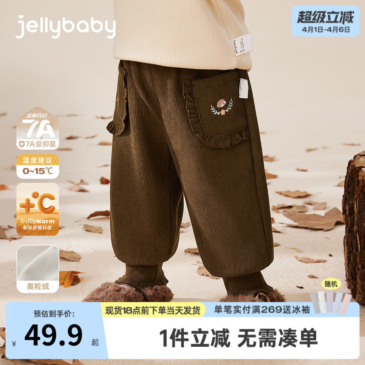 女童灯芯绒裤子冬季宝宝冬装长裤加厚秋冬小童保暖儿童加绒裤冬款