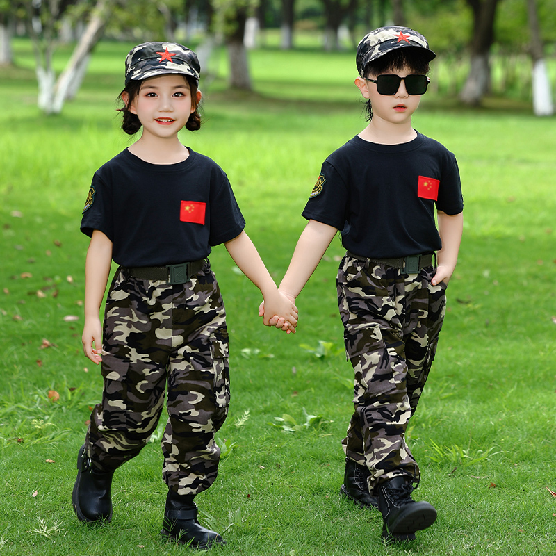 迷彩服儿童套装秋装军训服纯棉