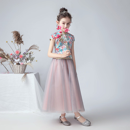女童旗袍儿童唐装洋气小女孩中国风中式演出服古筝表演服装华服薄