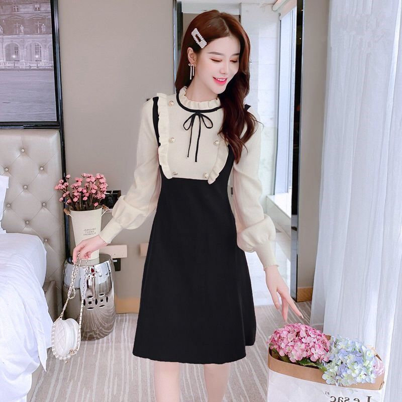 春秋小个子针织连衣裙子女装秋冬装2023年新款配大衣内搭打底冬裙