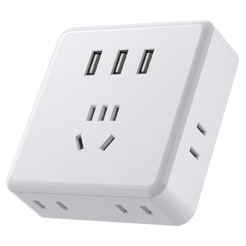 超薄魔方插座转换器带USB充电一转多孔无线插排缝隙扩展插头面板