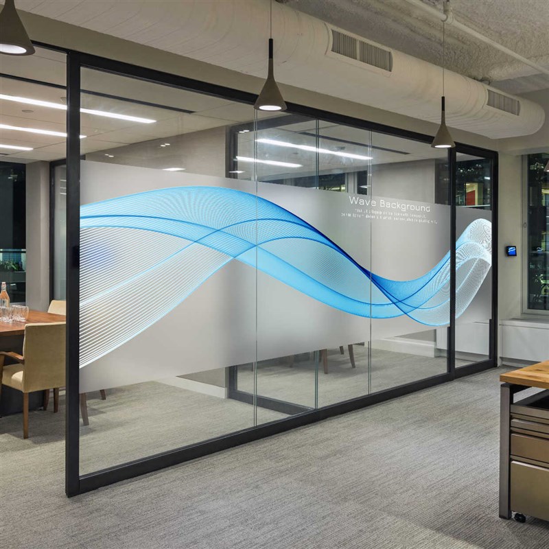 公司办公室静电磨砂贴纸贴膜几何曲线防窥视商务会议室走廊玻璃膜