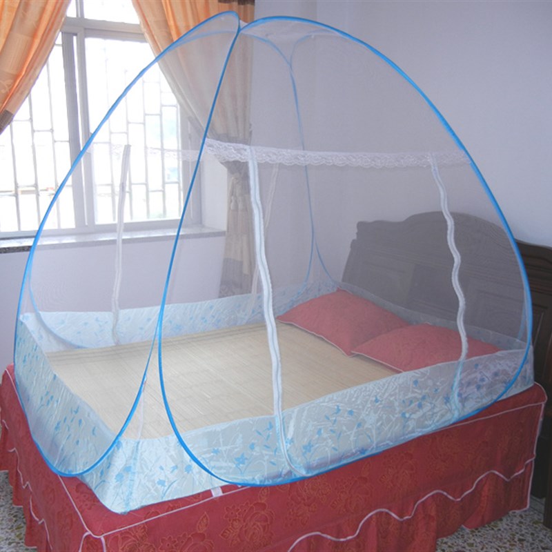 魔术折叠免安装蚊帐蒙古包蚊帐拉链有底无底1.21.51.8米加密 包邮