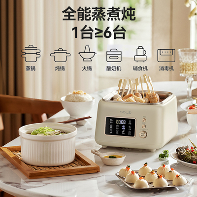 松雨不锈钢电蒸锅多功能家用小型智能可预约定时全自动蒸煮一体锅