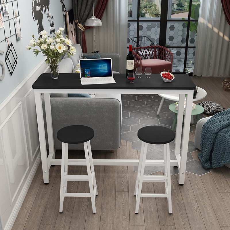 圆角靠墙吧台桌家用窄长方形简易桌子奶茶店桌椅组合高脚桌长条桌