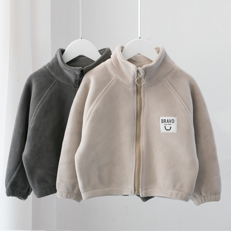 儿童外套冬季男童加绒加厚上衣秋冬装新款小童宝宝羊羔绒保暖卫衣