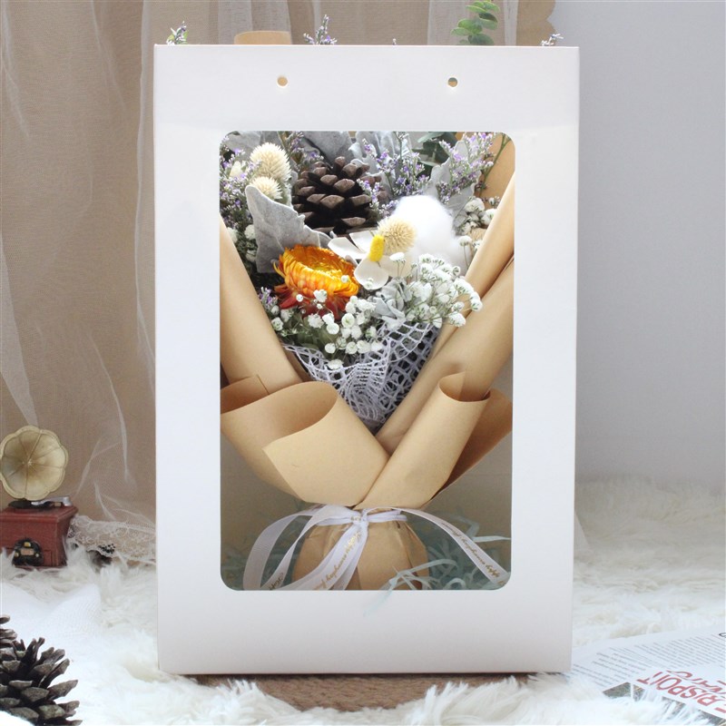 复古包装向日葵勿忘我满天星真花干花小花束送人礼品生日礼物礼品