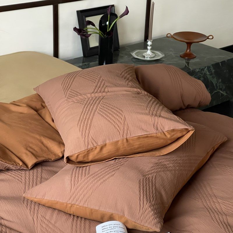 A类单品枕套全棉纯棉色织提花枕头套简约高级感床上用品2024专版