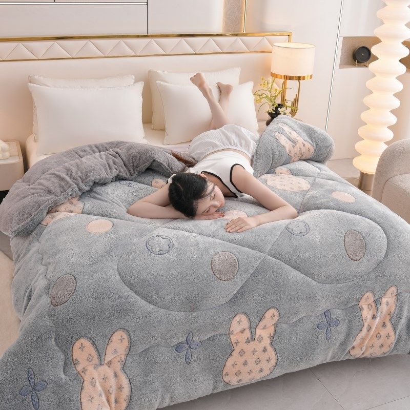 棉被加厚被子双面绒太空被宿舍加厚毛绒被羊驼被芯双人被褥冬被,床上用品,休闲毯/毛毯/绒毯,淘宝优惠券,粉丝福利购,淘宝优惠卷