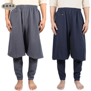 男女僧裤 宗觉僧服大褂冬季 罗纹免绑腿松紧禅修裤 加绒裤 加厚保暖裤