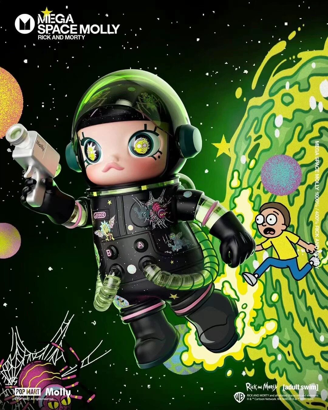 POPMART泡泡玛特MEGA SPACE MOLLY1000%瑞克和莫蒂盲盒手办潮摆件