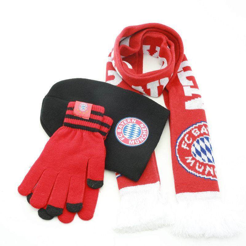 拜仁慕尼黑队 拜仁球迷冬日加厚保暖围巾手套帽子三件套