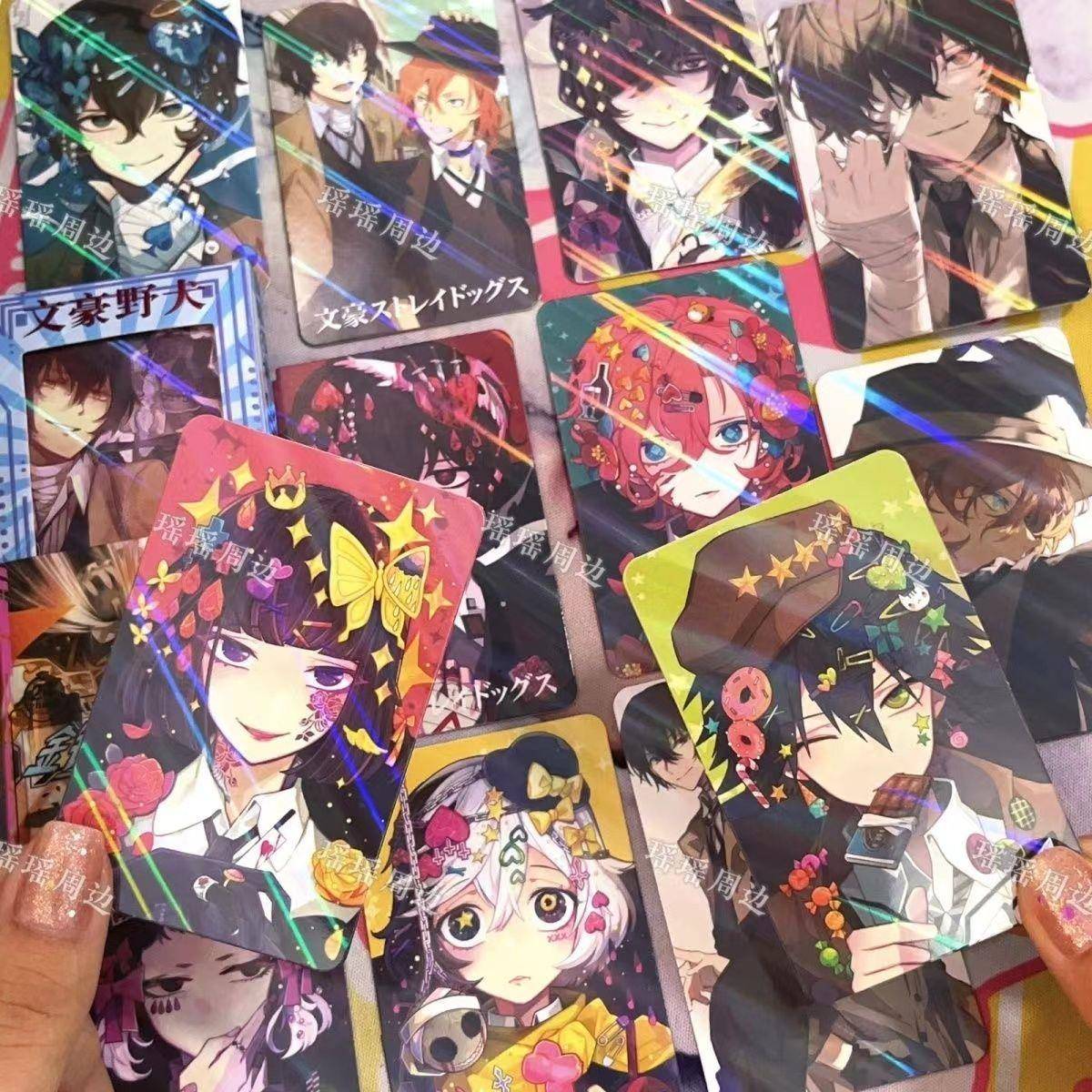 新款文豪野犬周边高清镭射小卡3寸圆角LOMO卡精选约55张1盒同人衍