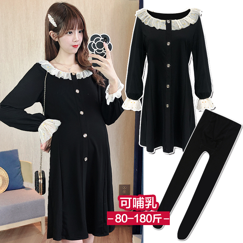 孕妇装春装套装大码上衣春秋款2023新款时尚辣妈外出哺乳连衣裙春