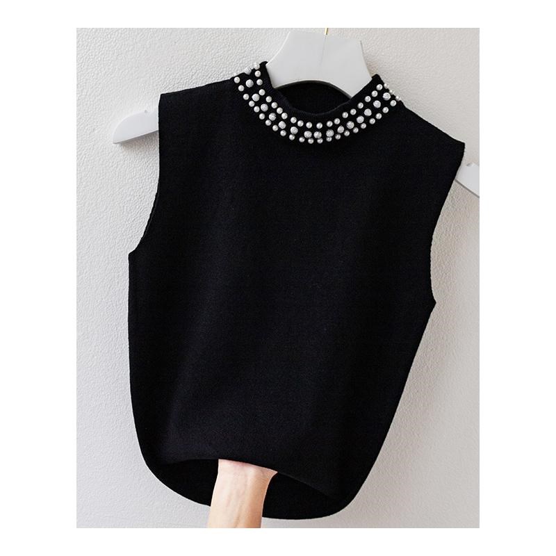 钉珠打底无袖t恤j吊带背心女v白色西装内搭针织衫外穿春秋上衣新