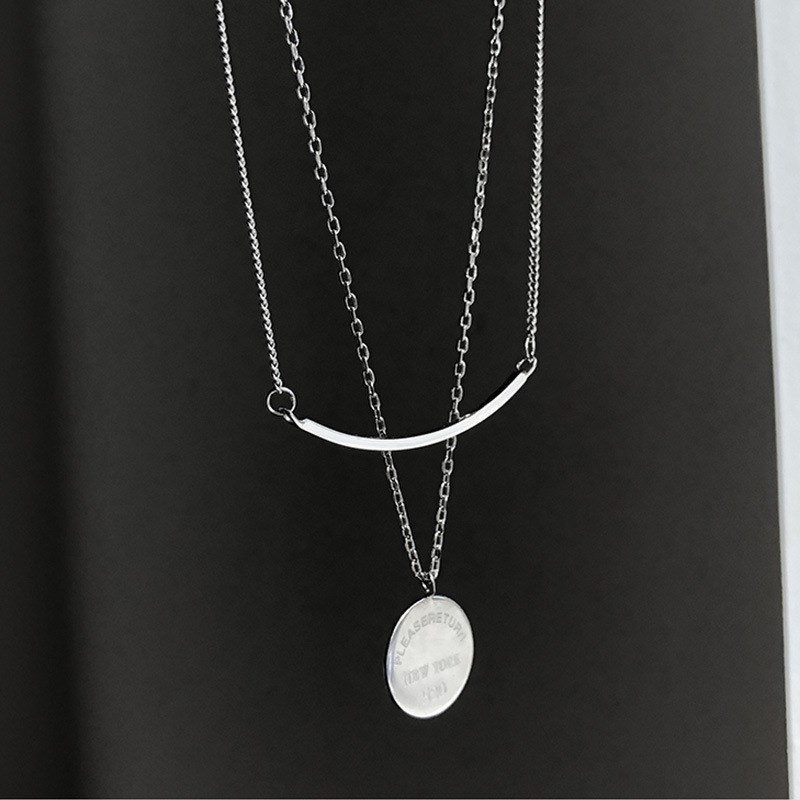 双层叠戴圆牌项链女款轻奢小众感高级气质锁骨链颈链2023新款爆款