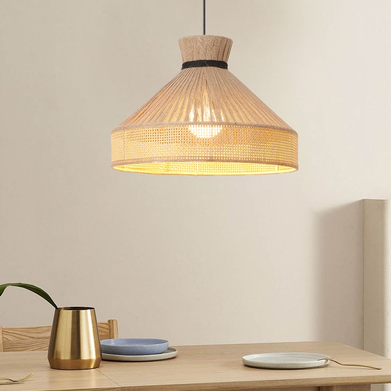 日式餐厅吊灯法式复古客厅卧室咖啡厅侘寂风民宿黄麻创意装饰灯具