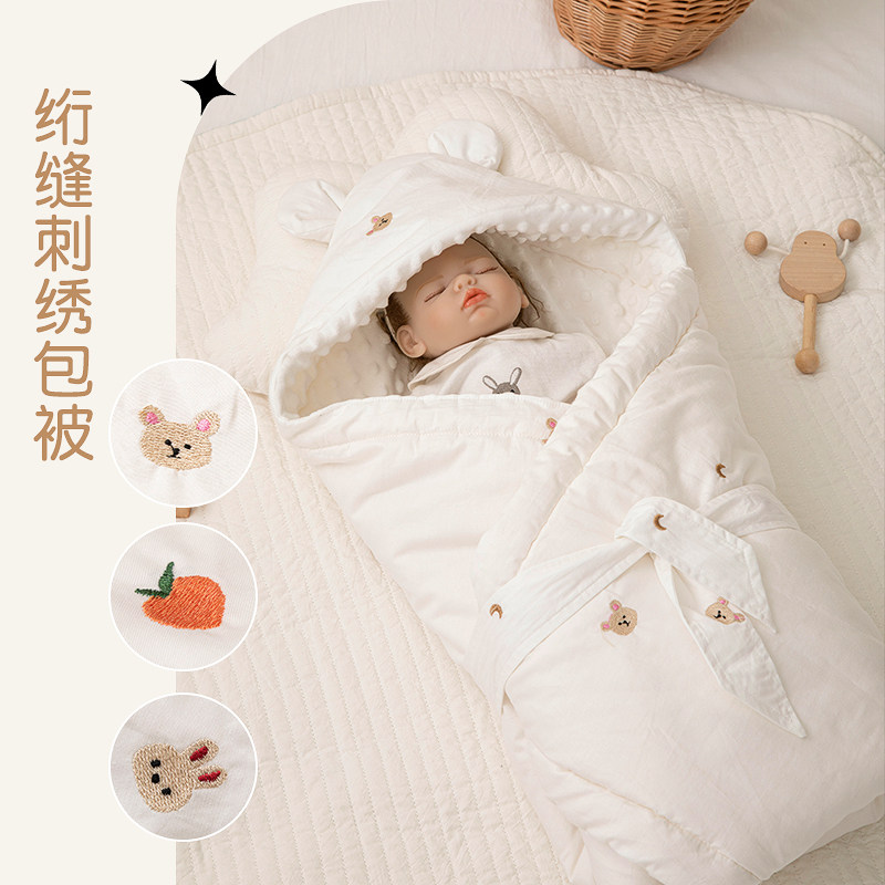 婴儿包被新生儿秋冬款加厚防惊跳襁褓巾宝宝纯棉外出抱被初生用品