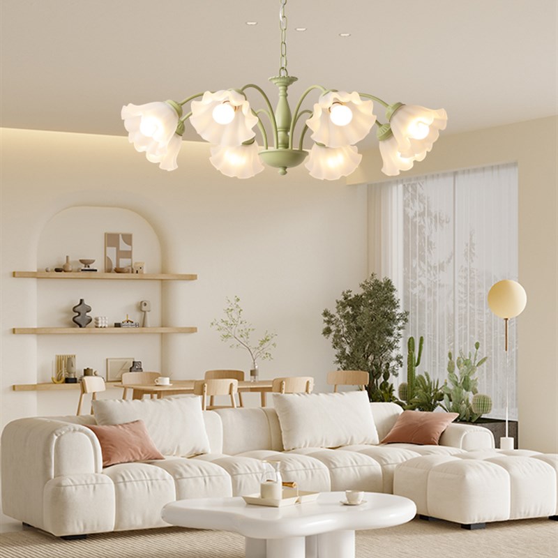 全光谱法式奶油风客厅吊灯LED铃兰灯美式乡村复古灯具餐厅卧室灯