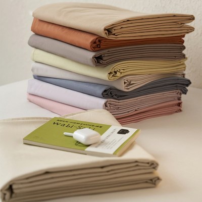 A类全棉磨毛100支床单单件 简约纯色轻奢高端双人纯棉长绒棉被单