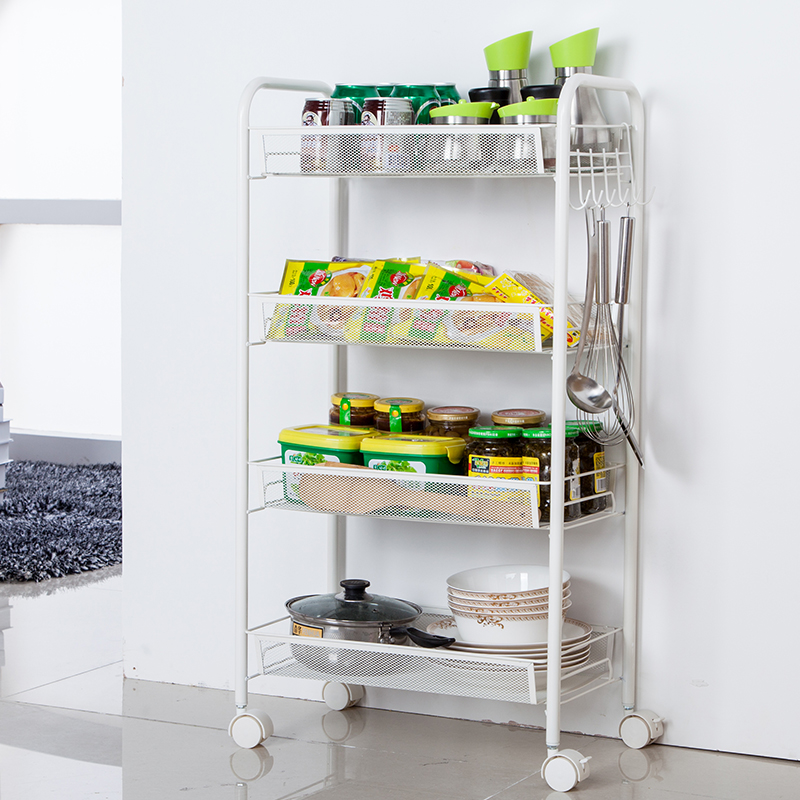 三四层手推车可移动置物架带轮架子网篮架厨房架子储物层架