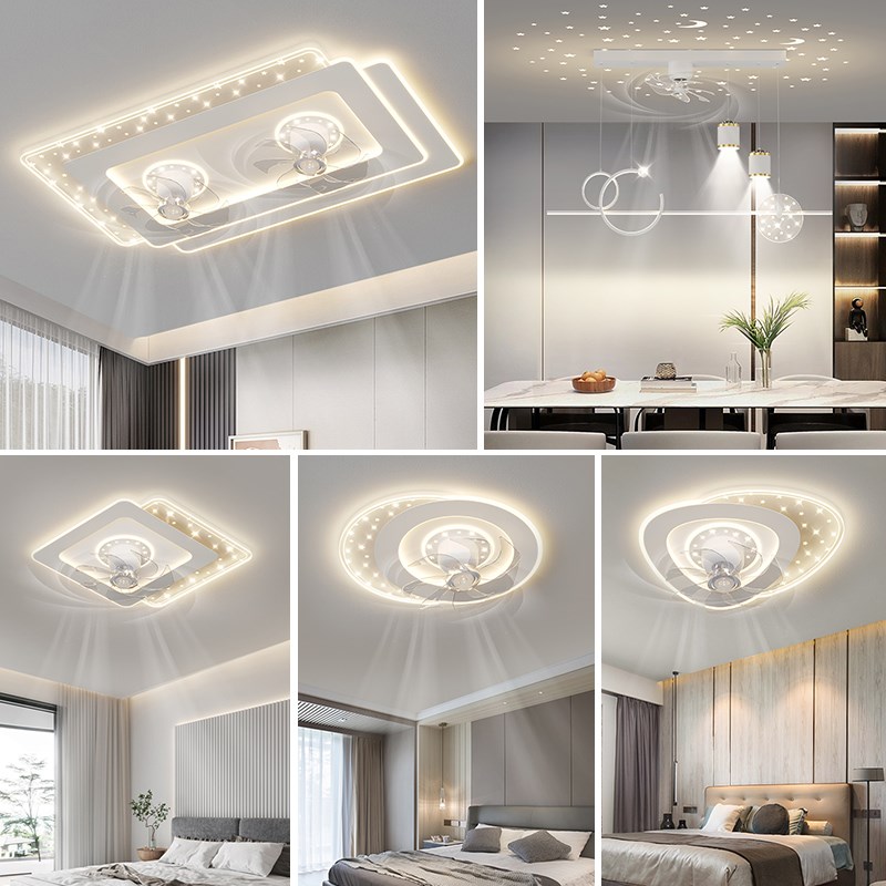 2025年新款摇头风扇客厅灯简约现代创意智能家用一体吊扇灯具大全