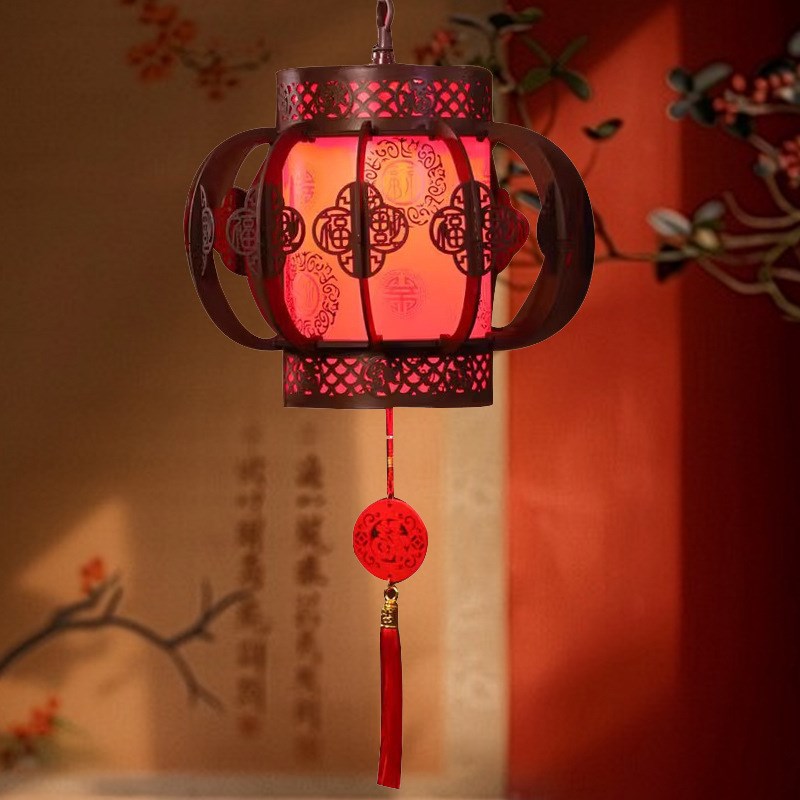中式实木旋转灯笼吊灯餐厅别墅店装饰红灯笼新年仿古过道茶室宫灯