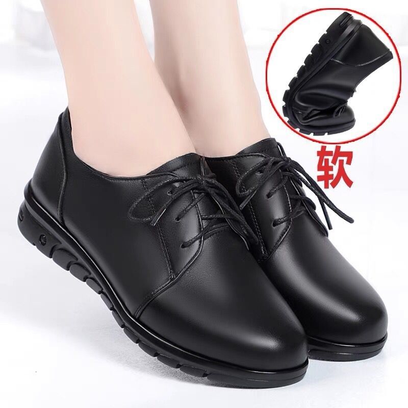 2025春秋季妈妈鞋真皮防滑软底单皮鞋女鞋平底Q大码中老年舒适透,女鞋,深口单鞋,淘宝优惠券,粉丝福利购,淘宝优惠卷