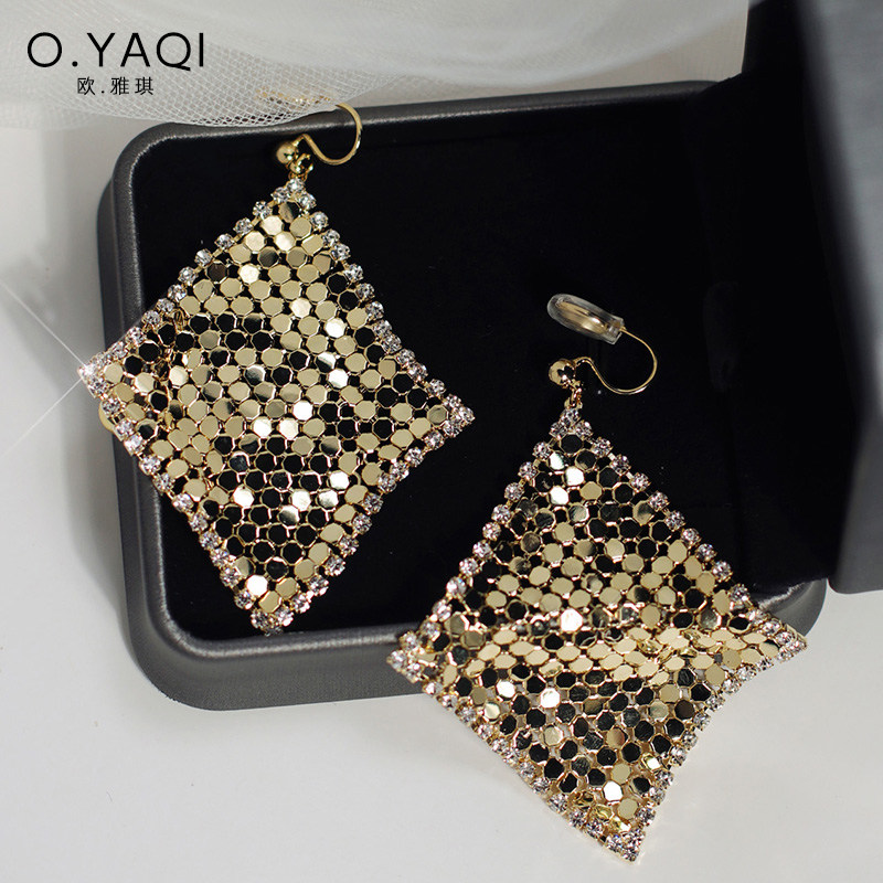 高级质感菱形亮片几何无耳洞蚊香盘耳夹气质925银钩耳环女晚宴会,饰品/流行首饰/时尚饰品新,耳夹,淘宝优惠券,粉丝福利购,淘宝优惠卷