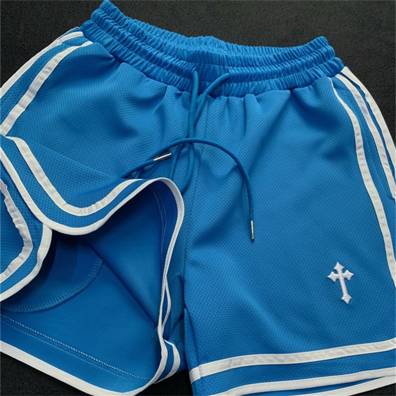 美式速干织带杠条刺绣短裤潮男四分裤夏季轻薄透气运动休闲裤男装