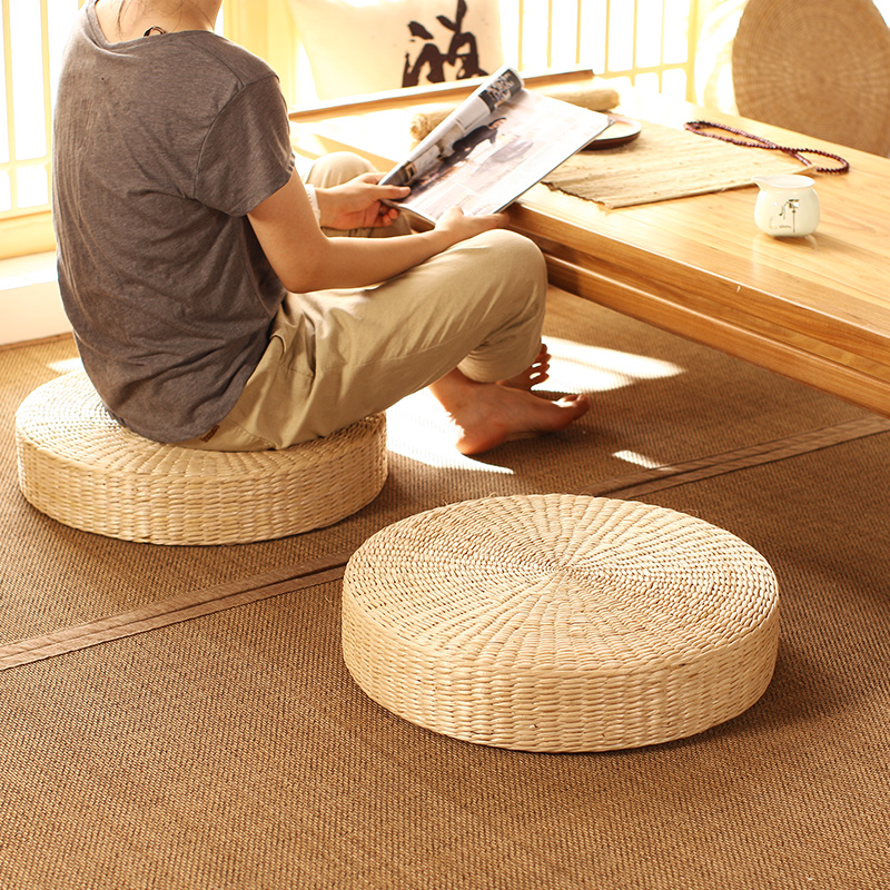 加厚草编蒲团坐垫禅修垫打坐家用坐墩拜佛蒲垫圆形日式榻榻米垫子