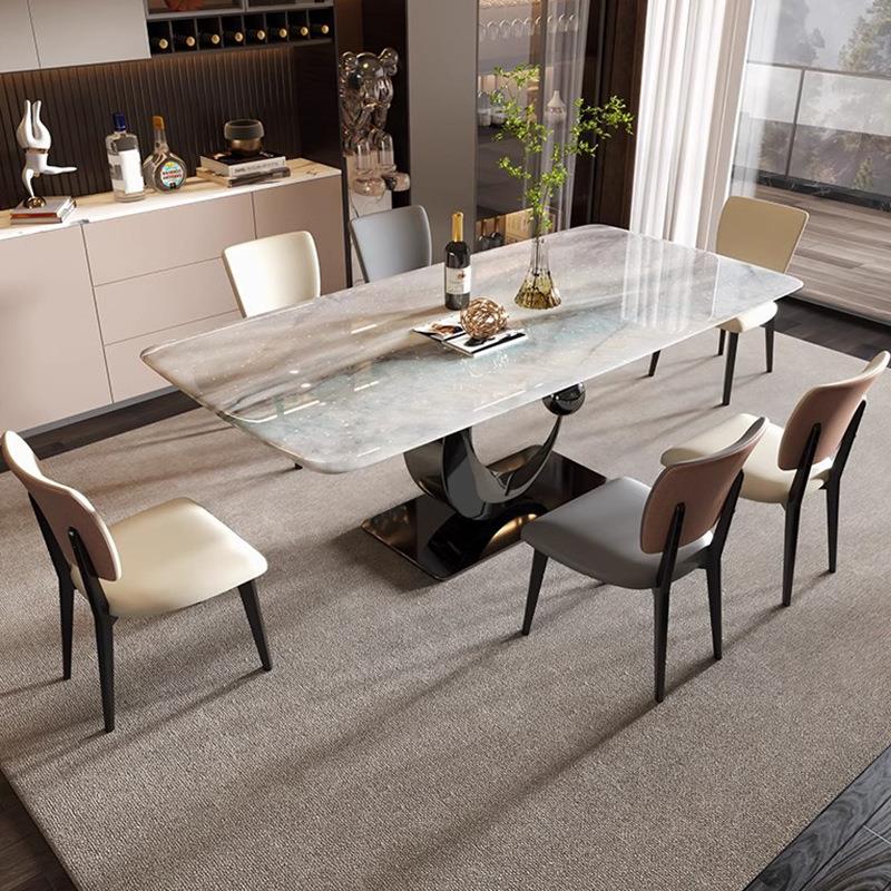 意式岩板餐桌椅组合家用小户型现代约长方形超晶石吃饭桌大简方桌