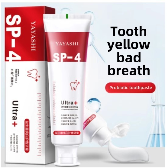 口腔牙膏Sp-4益生菌美白牙齿，去除黄臭，烟渍，清洁和清新口腔，