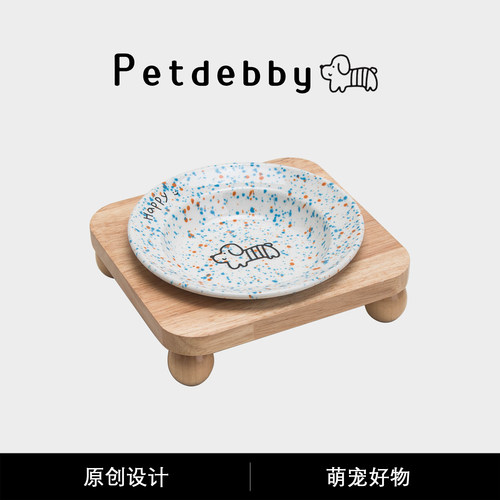 Petdebby陶瓷狗碗狗狗吃饭的碗