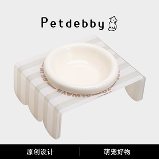 Petdebby陶瓷猫食盆猫粮碗宠物碗架猫狗碗增高架适配BD餐前盘AE碗