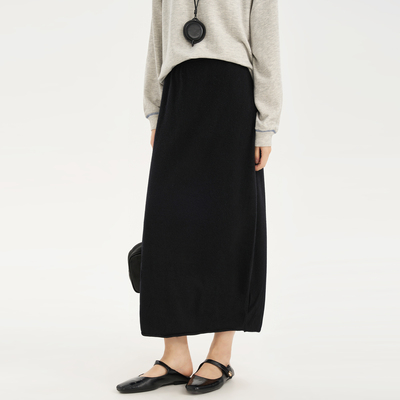 张小某梨形显瘦定制 后开叉松紧腰针织半身裙1BW08Q2043